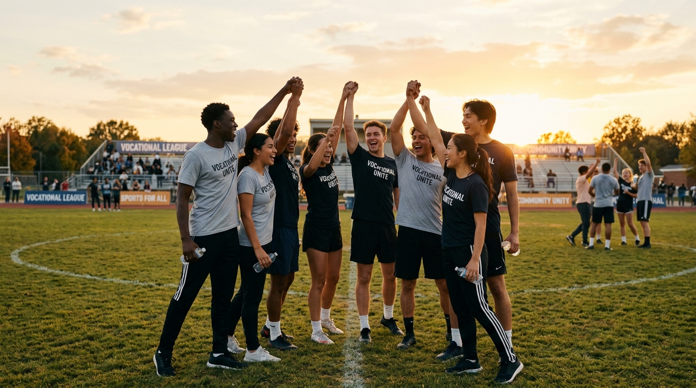Track and field agility clinic students stretching on the track